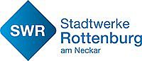 Logo der Stadtwerke Rottenburg in blauer Schrift. Die Buchstaben SWR sind in einer blaugefärbten Raute hinterlegt.